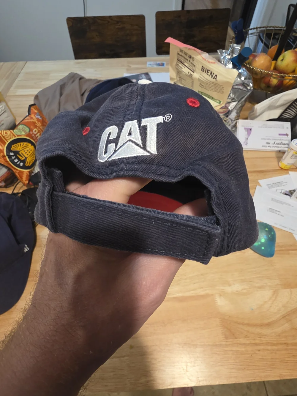 Caterpillar Embroidered Logo Baseball Cap - Navy with Red Accents